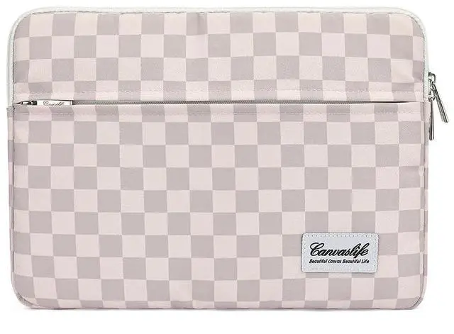 Main image of Neutral Checker Pattern Laptop Sleeve Case Cover with Pocket for MacBook Pro 14 inch and 14 inch-14.4 inch HP, Lenovo, Dell, ASUS, Acer Notebook Computer