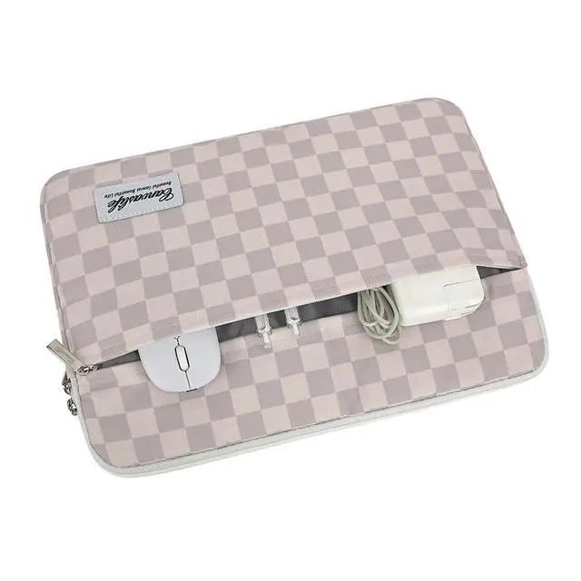 Alt view image 2 of 7 - Neutral Checker Pattern Laptop Sleeve Case Cover with Pocket for MacBook Pro 14 inch and 14 inch-14.4 inch HP, Lenovo, Dell, ASUS, Acer Notebook Computer