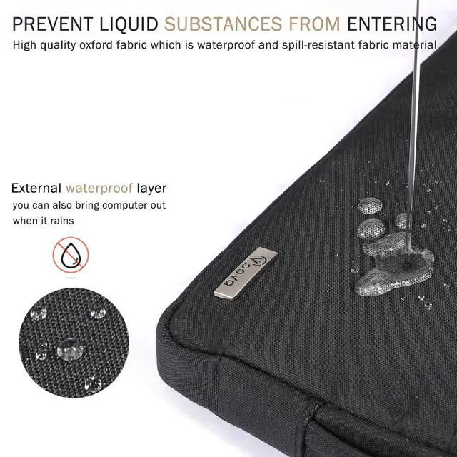 Alt view image 3 of 6 - 14 15 Inch Laptop Sleeve Case, Waterproof Computer Bag Cover Compatible with MacBook Air 15 M2/M3/M4 2022-2025, MacBook Pro 15, Hp chromebook 14, 14-15 Dell Lenovo Acer Asus, Black