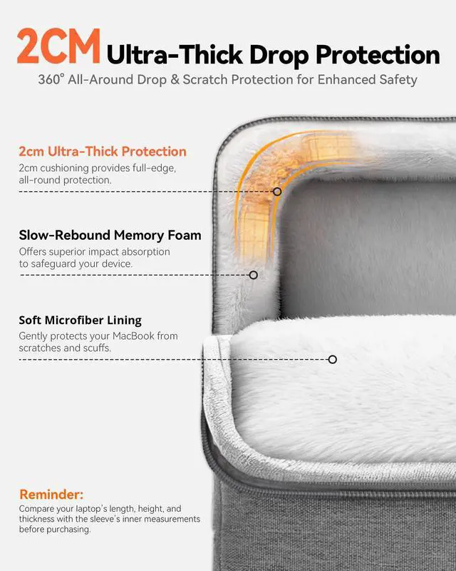 Alt view image 3 of 7 - 13.3-14 Inch Laptop Sleeve Case for MacBook Pro
