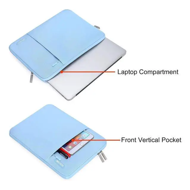 Alt view image 4 of 6 - Laptop Case 14 inch, 14 inch Laptop Sleeve Compatible with HP Lenovo Dell ASUS Acer, HP Stream, Dell Latitude, Lenovo IdeaPad, Polyester Vertical Computer Sleeve Bag with Pocket, Air Blue