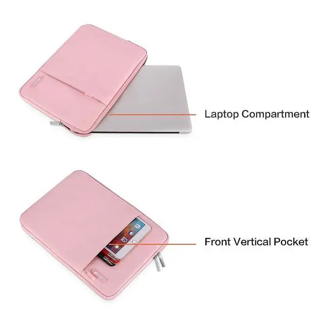 Alt view image 4 of 7 - Laptop Case 14 inch, 14 inch Laptop Sleeve Compatible with HP Lenovo Dell ASUS Acer, HP Stream, Dell Latitude, Lenovo IdeaPad, Polyester Vertical Computer Sleeve Bag with Pocket, Pink