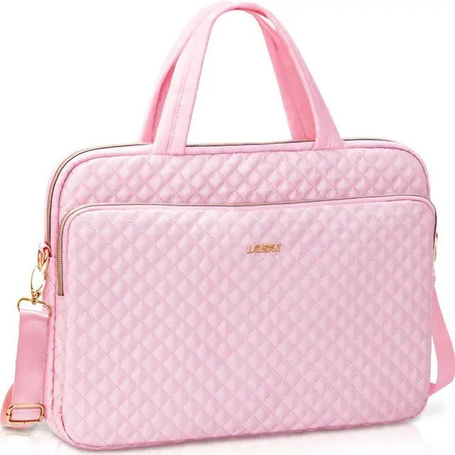 Main image of 14 Inch Laptop Bag Case for Women Men Compatible with HP Chromebook OmniBook Envy/14 MacBook Pro M5/Dell Pro Inspiron XPS/Lenovo Yoga, Messenger Carrying Briefcase Computer Bag Case, Pink