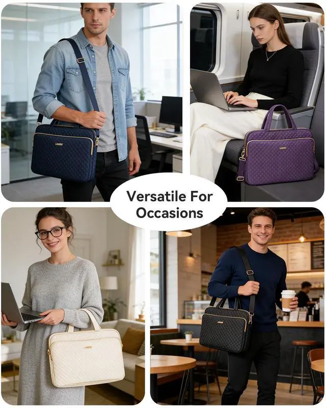 Alt view image 2 of 7 - 14 Inch Laptop Bag Case for Women Men Compatible with HP Chromebook OmniBook Envy/14 MacBook Pro M5/Dell Pro Inspiron XPS/Lenovo Yoga, Messenger Carrying Briefcase Computer Bag Case, Pink