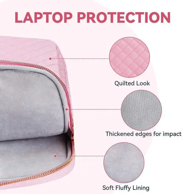 Alt view image 7 of 7 - 14 Inch Laptop Bag Case for Women Men Compatible with HP Chromebook OmniBook Envy/14 MacBook Pro M5/Dell Pro Inspiron XPS/Lenovo Yoga, Messenger Carrying Briefcase Computer Bag Case, Pink
