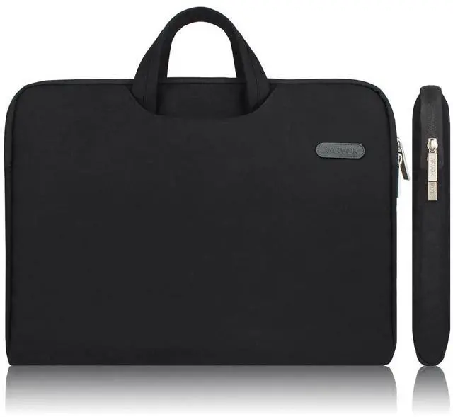 Main image of 13 13.3 14 Inch Water-Resistant Canvas Fabric Laptop Sleeve with Handle&Zipper Pocket/Notebook Computer Case/Ultrabook Carrying Bag for HP/Dell/Lenovo/A sus/Acer/Samsung, Black