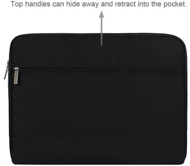 Alt view image 3 of 7 - 13 13.3 14 Inch Water-Resistant Canvas Fabric Laptop Sleeve with Handle&Zipper Pocket/Notebook Computer Case/Ultrabook Carrying Bag for HP/Dell/Lenovo/A sus/Acer/Samsung, Black