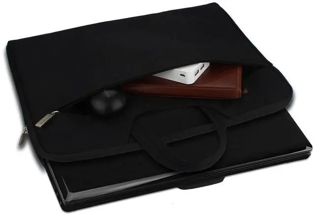Alt view image 4 of 7 - 13 13.3 14 Inch Water-Resistant Canvas Fabric Laptop Sleeve with Handle&Zipper Pocket/Notebook Computer Case/Ultrabook Carrying Bag for HP/Dell/Lenovo/A sus/Acer/Samsung, Black