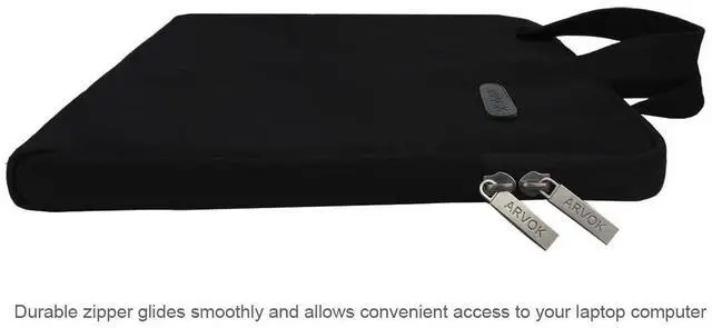 Alt view image 6 of 7 - 13 13.3 14 Inch Water-Resistant Canvas Fabric Laptop Sleeve with Handle&Zipper Pocket/Notebook Computer Case/Ultrabook Carrying Bag for HP/Dell/Lenovo/A sus/Acer/Samsung, Black