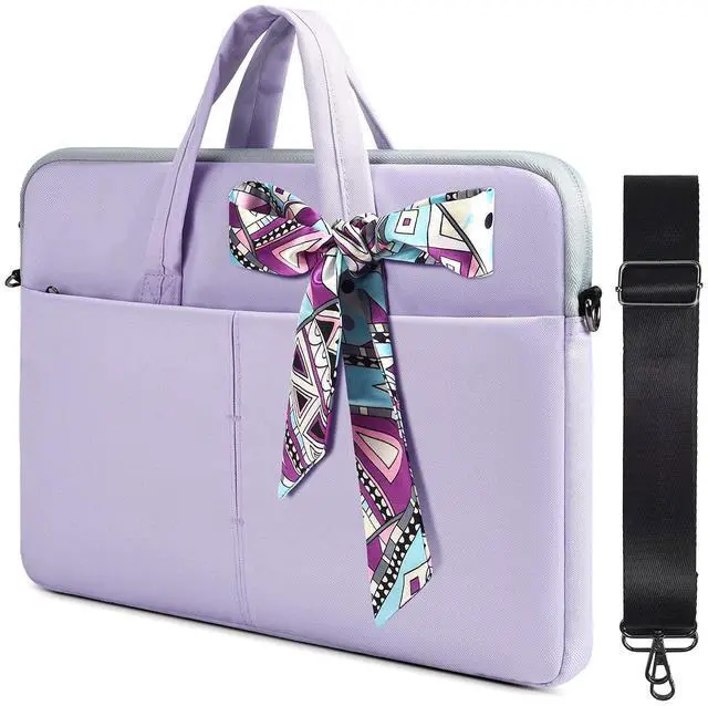 Main image of 14-15 Inch Laptop Sleeve Shoulder Bag Ladies Women Briefcase for Macbook Pro 14" M5/M4/M3/M2/M1, Macbook Air 15 M5/M4, HP Pavilion x360 14, Dell Inspiron 13, Lenovo Acer ASUS Chromebook 14 Case,Purple