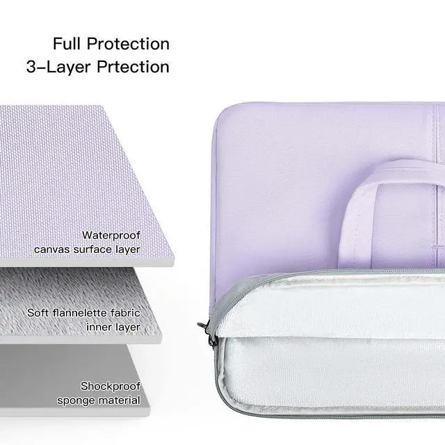 Alt view image 3 of 7 - 14-15 Inch Laptop Sleeve Shoulder Bag Ladies Women Briefcase for Macbook Pro 14" M5/M4/M3/M2/M1, Macbook Air 15 M5/M4, HP Pavilion x360 14, Dell Inspiron 13, Lenovo Acer ASUS Chromebook 14 Case,Purple