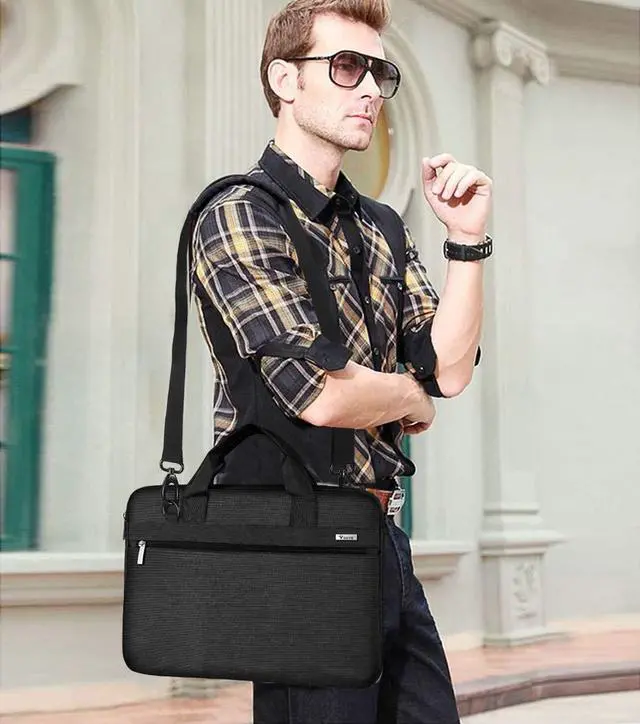 Alt view image 3 of 7 - Laptop Bag 13-14 Inch, 360° Protective Laptop Case Sleeve with Shoulder Strap Compatible with Macbook Air 13, MacBook Pro 13/14, Waterproof Computer Bag Slim Briefcase for Men Women, Black