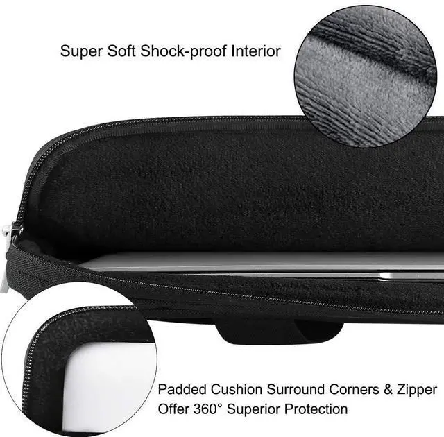 Alt view image 5 of 7 - Laptop Bag 13-14 Inch, 360° Protective Laptop Case Sleeve with Shoulder Strap Compatible with Macbook Air 13, MacBook Pro 13/14, Waterproof Computer Bag Slim Briefcase for Men Women, Black