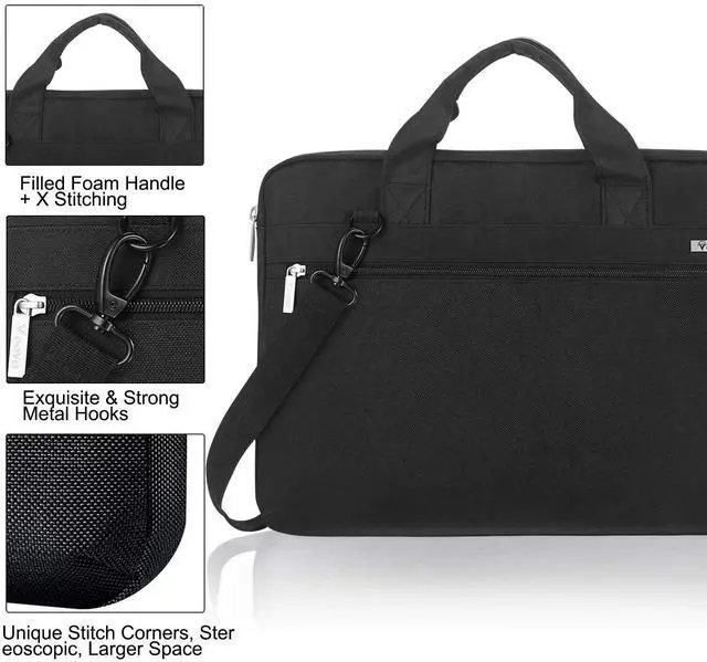 Alt view image 7 of 7 - Laptop Bag 13-14 Inch, 360° Protective Laptop Case Sleeve with Shoulder Strap Compatible with Macbook Air 13, MacBook Pro 13/14, Waterproof Computer Bag Slim Briefcase for Men Women, Black