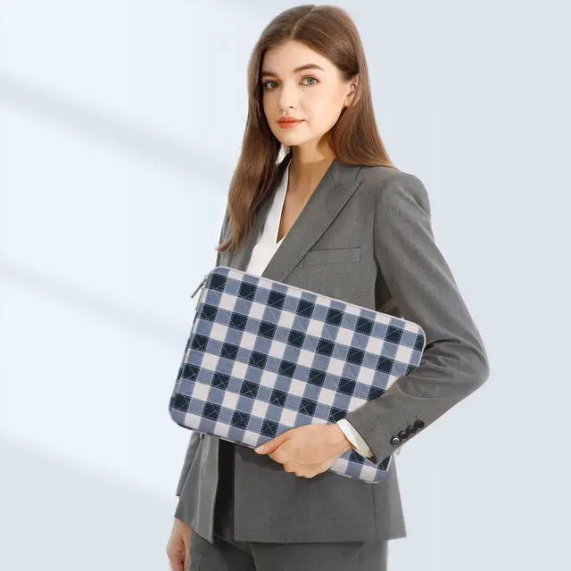 Alt view image 6 of 7 - 13-14 inch Laptop Case, 13.3 inch Puffy Laptop Sleeve, Blue&Sand Grid
