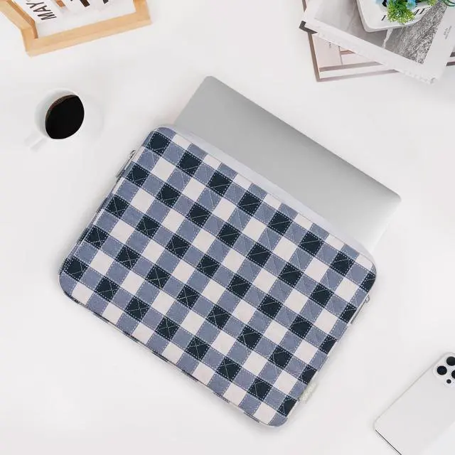 Alt view image 7 of 7 - 13-14 inch Laptop Case, 13.3 inch Puffy Laptop Sleeve, Blue&Sand Grid