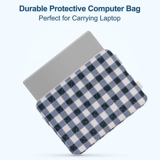 Alt view image 2 of 7 - 13-14 inch Laptop Case, 13.3 inch Puffy Laptop Sleeve, Blue&Sand Grid