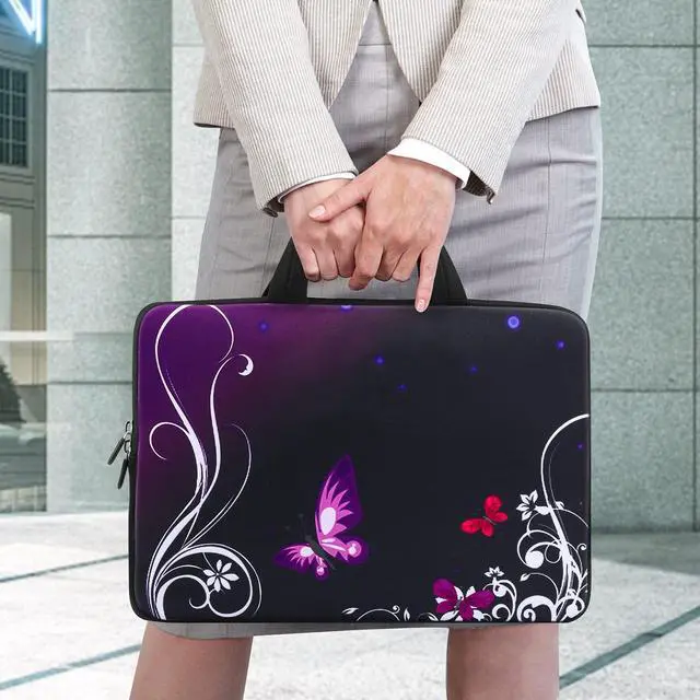 Alt view image 2 of 7 - 14 15 15.4 15.6 inch Laptop Handle Bag Computer Protect Case Pouch Holder Notebook Sleeve Neoprene Cover Soft Carring Travel Case for Dell Lenovo Toshiba HP Chromebook ASUS Acer Purple ICB-01