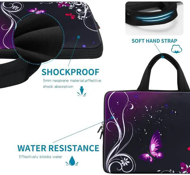 Alt view image 5 of 7 - 14 15 15.4 15.6 inch Laptop Handle Bag Computer Protect Case Pouch Holder Notebook Sleeve Neoprene Cover Soft Carring Travel Case for Dell Lenovo Toshiba HP Chromebook ASUS Acer Purple ICB-01