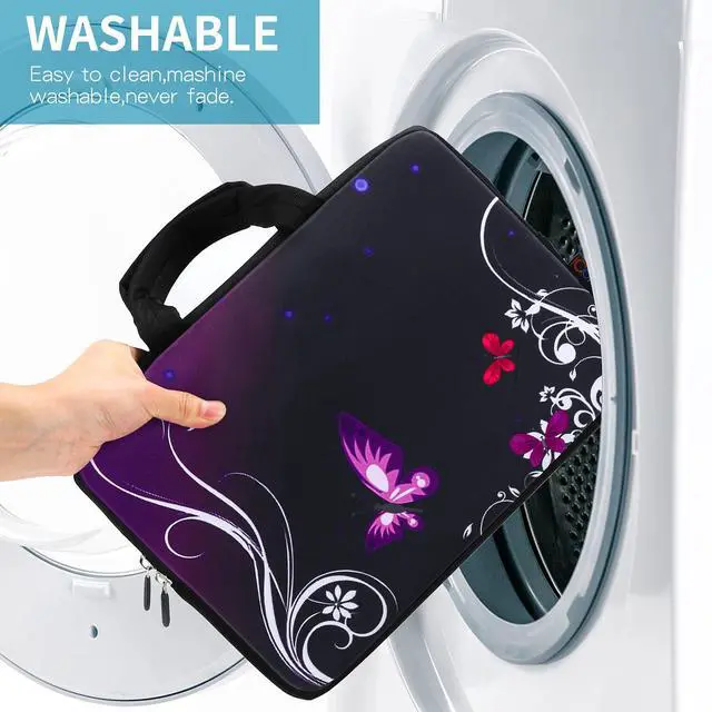 Alt view image 6 of 7 - 14 15 15.4 15.6 inch Laptop Handle Bag Computer Protect Case Pouch Holder Notebook Sleeve Neoprene Cover Soft Carring Travel Case for Dell Lenovo Toshiba HP Chromebook ASUS Acer Purple ICB-01
