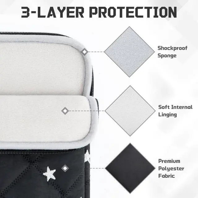 Alt view image 3 of 6 - 13 14 inch Laptop Sleeve Bag Portable Laptop Case Soft Lining Carrying Case Padded Computer Pouch Cover Compatible with 13 Inch MacBook Air/Pro 14 Inch MacBook Pro, Black