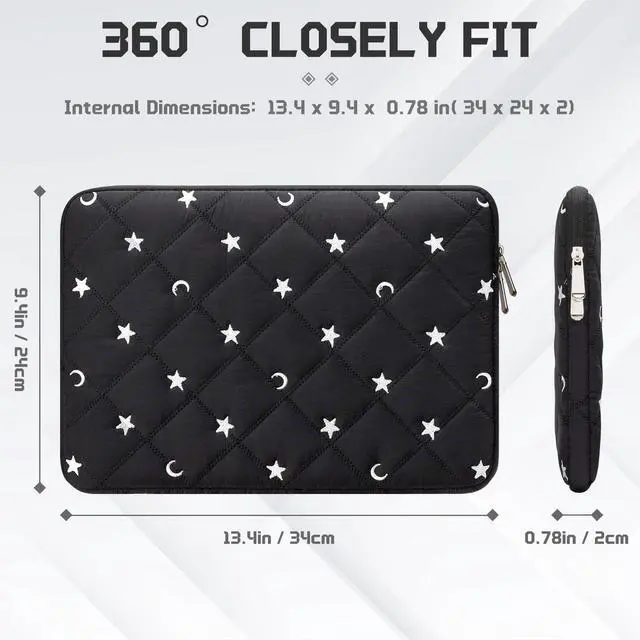 Alt view image 4 of 6 - 13 14 inch Laptop Sleeve Bag Portable Laptop Case Soft Lining Carrying Case Padded Computer Pouch Cover Compatible with 13 Inch MacBook Air/Pro 14 Inch MacBook Pro, Black