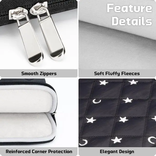 Alt view image 5 of 6 - 13 14 inch Laptop Sleeve Bag Portable Laptop Case Soft Lining Carrying Case Padded Computer Pouch Cover Compatible with 13 Inch MacBook Air/Pro 14 Inch MacBook Pro, Black