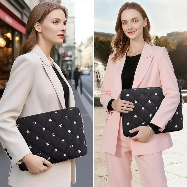Alt view image 6 of 6 - 13 14 inch Laptop Sleeve Bag Portable Laptop Case Soft Lining Carrying Case Padded Computer Pouch Cover Compatible with 13 Inch MacBook Air/Pro 14 Inch MacBook Pro, Black