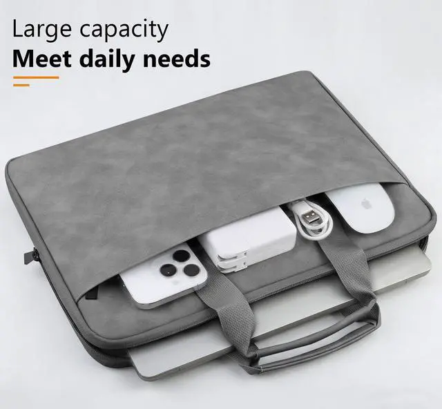 Alt view image 3 of 7 - 14 Inch Laptop Sleeve Case for HP Lenovo Dell ASUS Acer Chromebook 14, HP Stream 14, Dell Latitude 14/Inspiron 14, Lenovo ThinkPad/IdeaPad 14, ASUS VivoBook 14 Protective Computer Bag, Dark Gray