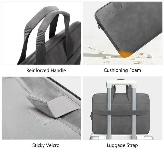 Alt view image 5 of 7 - 14 Inch Laptop Sleeve Case for HP Lenovo Dell ASUS Acer Chromebook 14, HP Stream 14, Dell Latitude 14/Inspiron 14, Lenovo ThinkPad/IdeaPad 14, ASUS VivoBook 14 Protective Computer Bag, Dark Gray