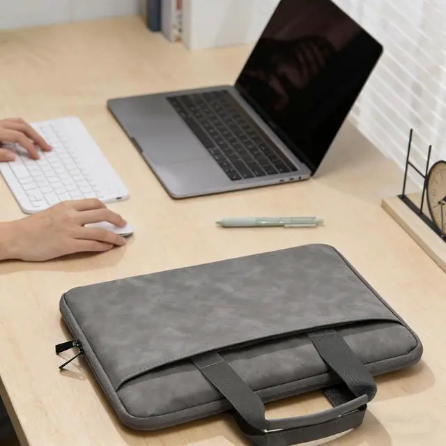 Alt view image 7 of 7 - 14 Inch Laptop Sleeve Case for HP Lenovo Dell ASUS Acer Chromebook 14, HP Stream 14, Dell Latitude 14/Inspiron 14, Lenovo ThinkPad/IdeaPad 14, ASUS VivoBook 14 Protective Computer Bag, Dark Gray