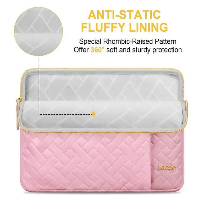 Alt view image 2 of 7 - 14 Inch Laptop Sleeve Case for HP Lenovo Dell ASUS Acer Chromebook 14, HP Stream 14, Dell Inspiron 14 / Latitude 14, Lenovo ThinkPad 14 / IdeaPad 14, ASUS VivoBook/ZenBook 14 Computer Bag, Pink