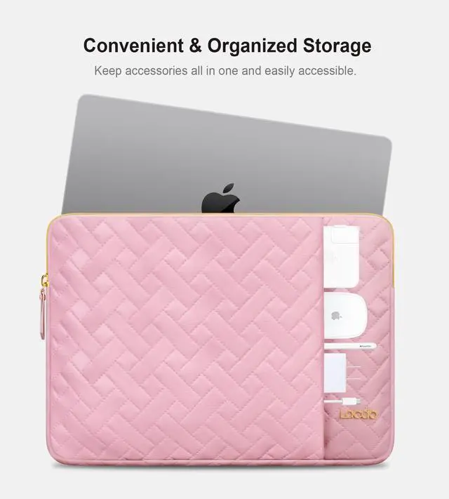 Alt view image 3 of 7 - 14 Inch Laptop Sleeve Case for HP Lenovo Dell ASUS Acer Chromebook 14, HP Stream 14, Dell Inspiron 14 / Latitude 14, Lenovo ThinkPad 14 / IdeaPad 14, ASUS VivoBook/ZenBook 14 Computer Bag, Pink