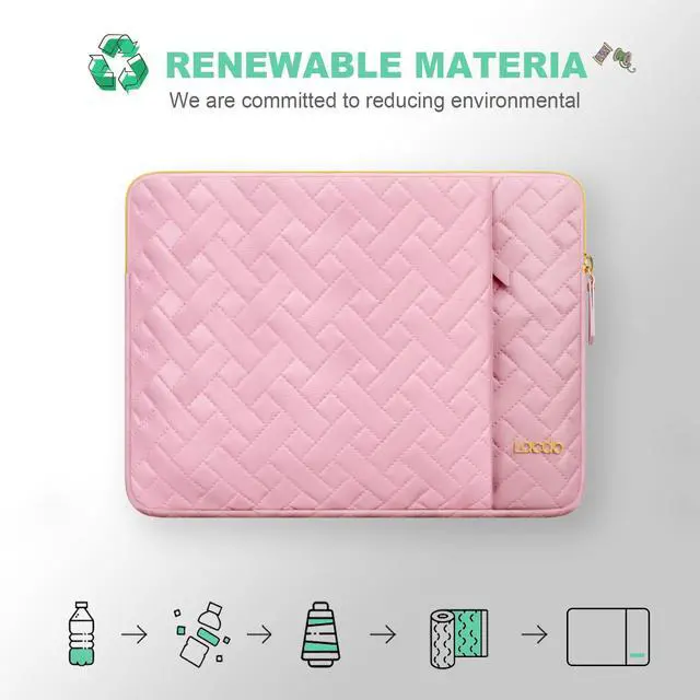 Alt view image 6 of 7 - 14 Inch Laptop Sleeve Case for HP Lenovo Dell ASUS Acer Chromebook 14, HP Stream 14, Dell Inspiron 14 / Latitude 14, Lenovo ThinkPad 14 / IdeaPad 14, ASUS VivoBook/ZenBook 14 Computer Bag, Pink