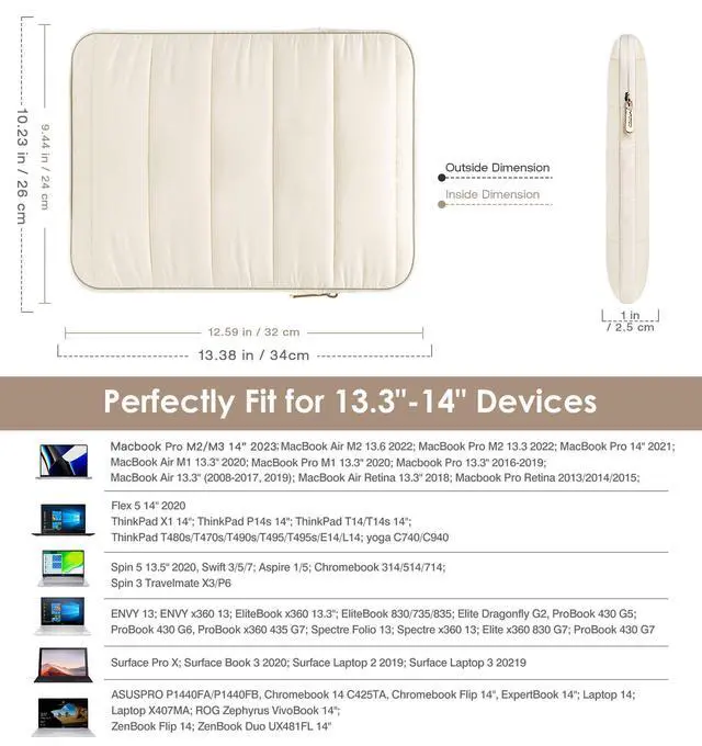 Alt view image 2 of 7 - 13-14 Inch Puffy Laptop Sleeve Bag Padded Protective Carrying Case