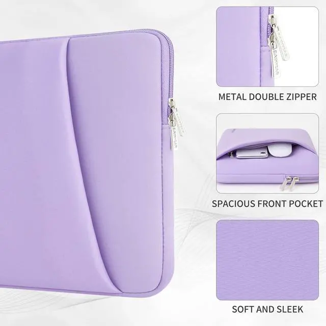 Alt view image 2 of 7 - 13.3 Inch Laptop Sleeve Padded Case Cover with Pocket, Purple