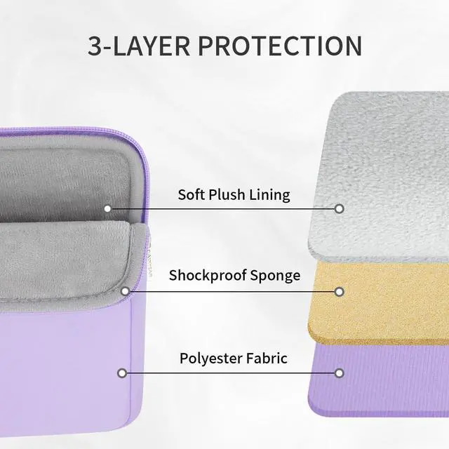 Alt view image 3 of 7 - 13.3 Inch Laptop Sleeve Padded Case Cover with Pocket, Purple