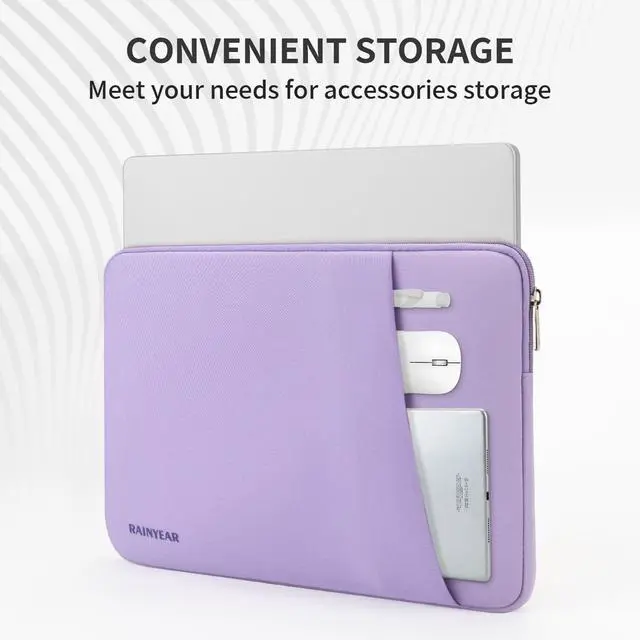 Alt view image 4 of 7 - 13.3 Inch Laptop Sleeve Padded Case Cover with Pocket, Purple