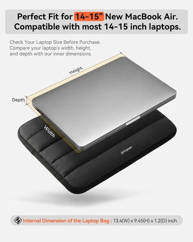 Alt view image 2 of 7 - 14-15.3 Inch Puffy Laptop Sleeve Case for MacBook Air 15.3
