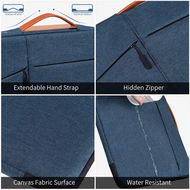 Alt view image 6 of 7 - 14 inch Laptop Sleeve Case for Dell XPS 15/Inspiron 14, HP Envy 14/ Chromebook 14/Pavilion x360 14,Lenovo Flex 5/IdeaPad 14, Acer HP DELL Lenovo ASUS 14-in Waterproof Computer Bag(NavyBlue)