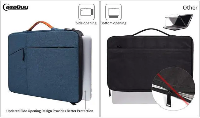 Alt view image 7 of 7 - 14 inch Laptop Sleeve Case for Dell XPS 15/Inspiron 14, HP Envy 14/ Chromebook 14/Pavilion x360 14,Lenovo Flex 5/IdeaPad 14, Acer HP DELL Lenovo ASUS 14-in Waterproof Computer Bag(NavyBlue)