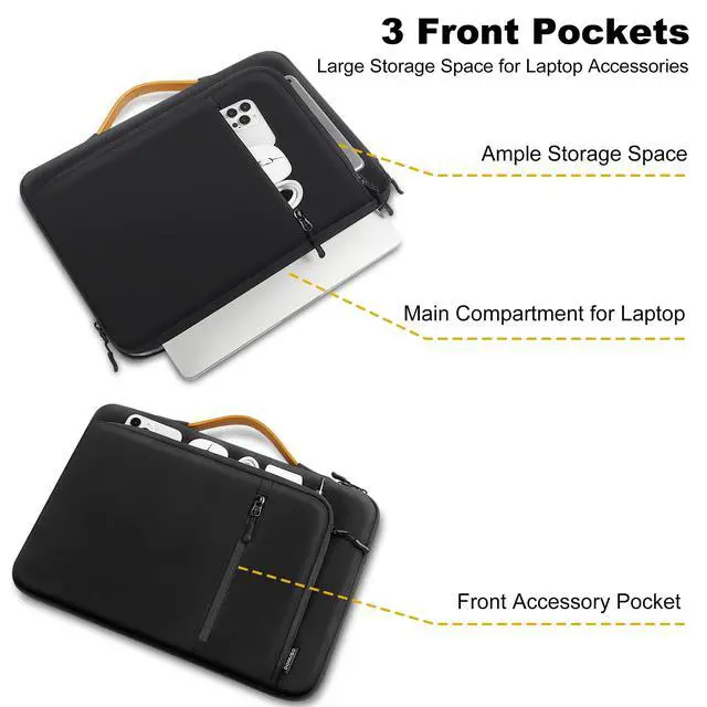 Alt view image 3 of 6 - 14 Inch Laptop Sleeve Waterproof & Shockproof Case with Sturdy Handle, Ultra-Slim Protective Cover for MacBook Pro 14 (M3/Max), Dell XPS 14, HP Spectre, ASUS ZenBook 14, Black