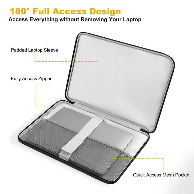 Alt view image 5 of 6 - 14 Inch Laptop Sleeve Waterproof & Shockproof Case with Sturdy Handle, Ultra-Slim Protective Cover for MacBook Pro 14 (M3/Max), Dell XPS 14, HP Spectre, ASUS ZenBook 14, Black