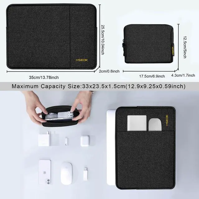 Alt view image 2 of 6 - Laptop Case 13.3 14 inch Sleeve with Additional Case Compatible with MacBook Pro/Neo 14 inch M5/M4/M3/M2/M1 All Model of 13.3 Inch Mac Air/Pro, XPS 13 14 and More 13.3"-14" Notebooks,Black