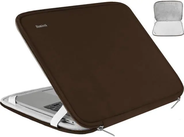 Main image of Laptop Sleeve Bag 14 inch, Shockproof Protective Computer Cover Flip Case Briefcase Carrying Bag Compatible with 14" HP, Lenovo, Asus, Acer, Notebook, Chromebook Computer, Brown