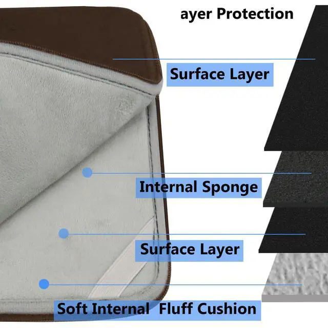 Alt view image 2 of 7 - Laptop Sleeve Bag 14 inch, Shockproof Protective Computer Cover Flip Case Briefcase Carrying Bag Compatible with 14" HP, Lenovo, Asus, Acer, Notebook, Chromebook Computer, Brown