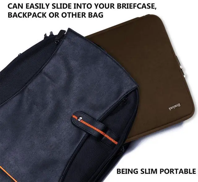 Alt view image 6 of 7 - Laptop Sleeve Bag 14 inch, Shockproof Protective Computer Cover Flip Case Briefcase Carrying Bag Compatible with 14" HP, Lenovo, Asus, Acer, Notebook, Chromebook Computer, Brown