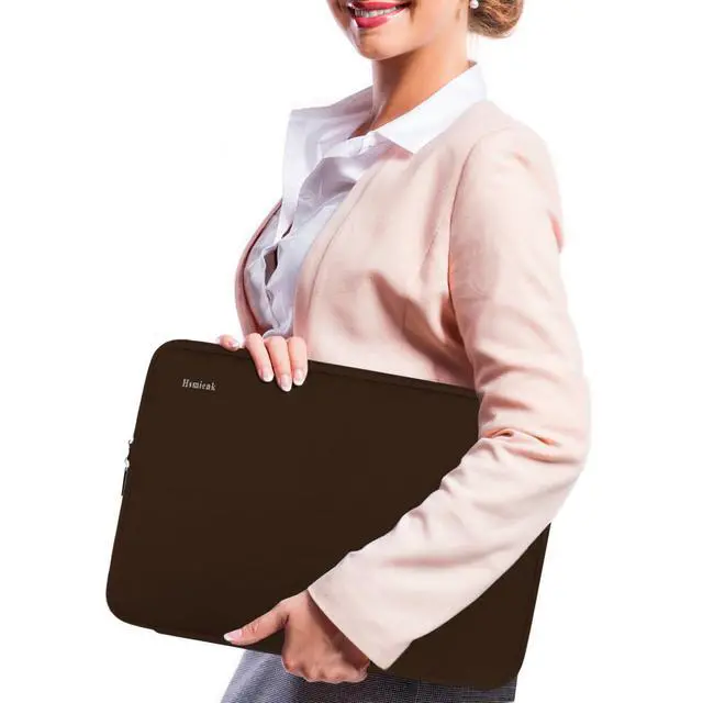 Alt view image 7 of 7 - Laptop Sleeve Bag 14 inch, Shockproof Protective Computer Cover Flip Case Briefcase Carrying Bag Compatible with 14" HP, Lenovo, Asus, Acer, Notebook, Chromebook Computer, Brown