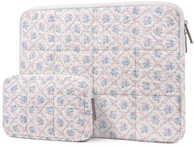 Main image of 13-14 inch Laptop Case, 13.3 inch Puffy Laptop Sleeve, Floral Grid