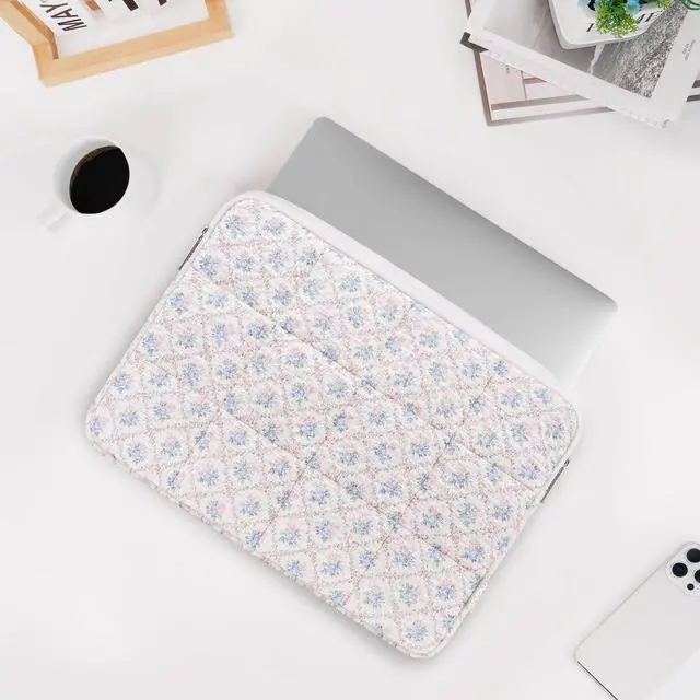 Alt view image 7 of 7 - 13-14 inch Laptop Case, 13.3 inch Puffy Laptop Sleeve, Floral Grid